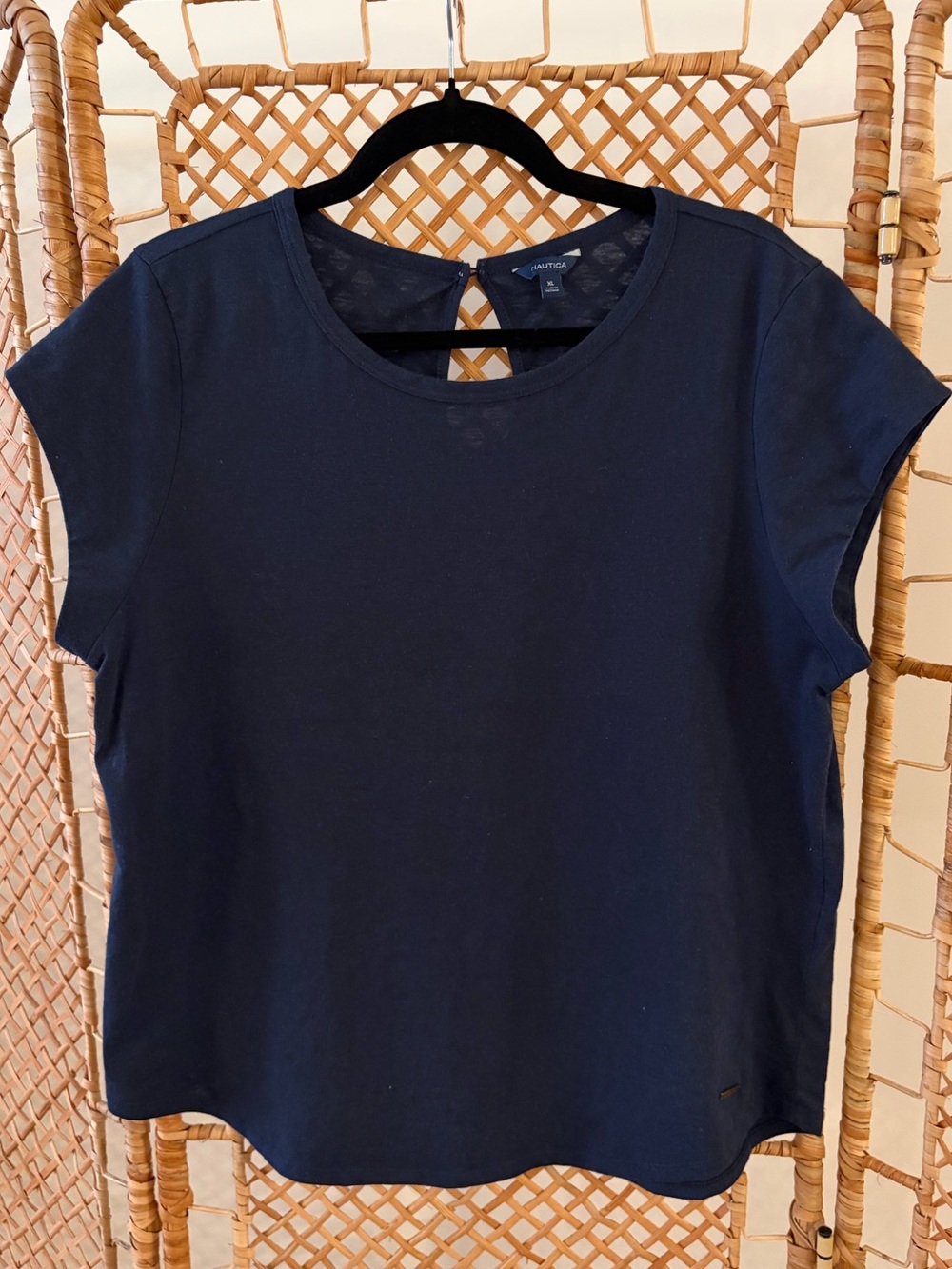 Nautica Women’s Navy Cap Sleeve Crewneck Top